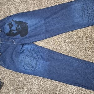 Men's Blue Graphic Jeans